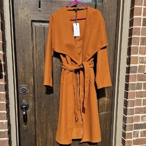 Fashion Nova Camel Belted Pea Coat